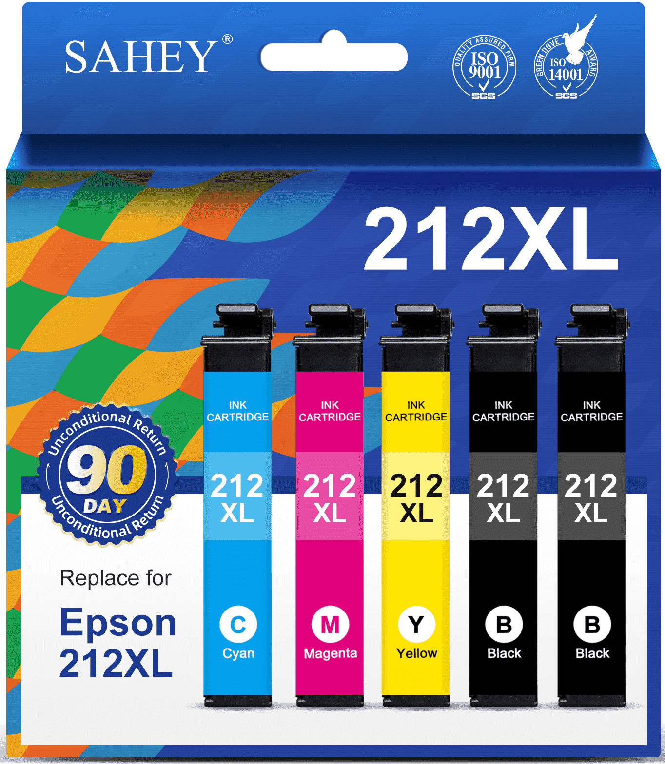 212XL Ink Cartridge Combo Pack Compatible for Epson Ink 212 T212XL Replacement for Epson Printer XP-4100 XP-4105 Ink Cartridges WF-2850 WF-2830(Black, Cyan, Magenta, Yellow,5 Pack )