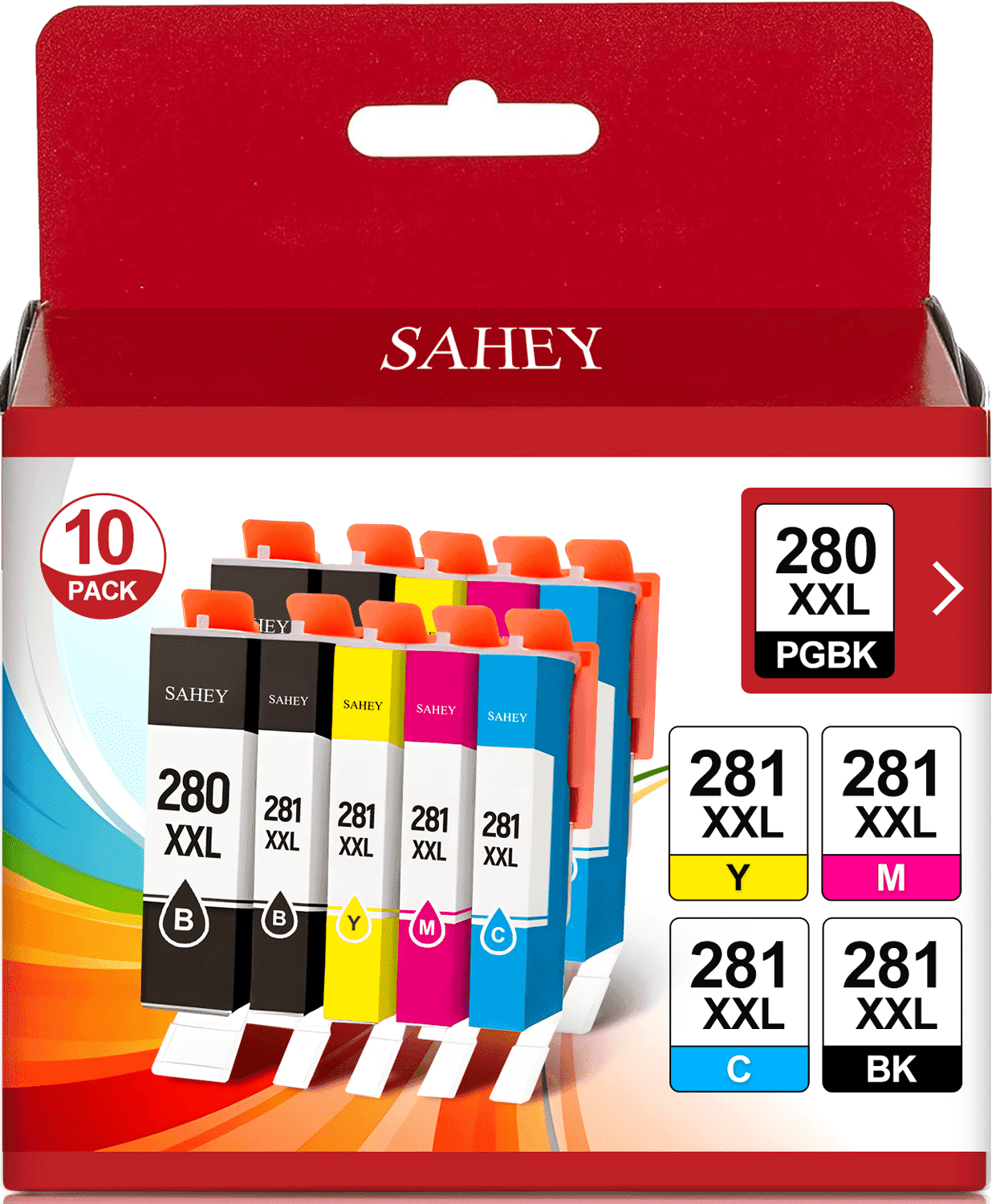 280 281XL ink cartridge Compatible for Canon PGI-280XXL CLI-281XXL Compatible with Pixma TS8300 TS6120 TR7520 TR8520 TS6120 TS6220 TS8120 TS8220 Printer ink(10-Pack)