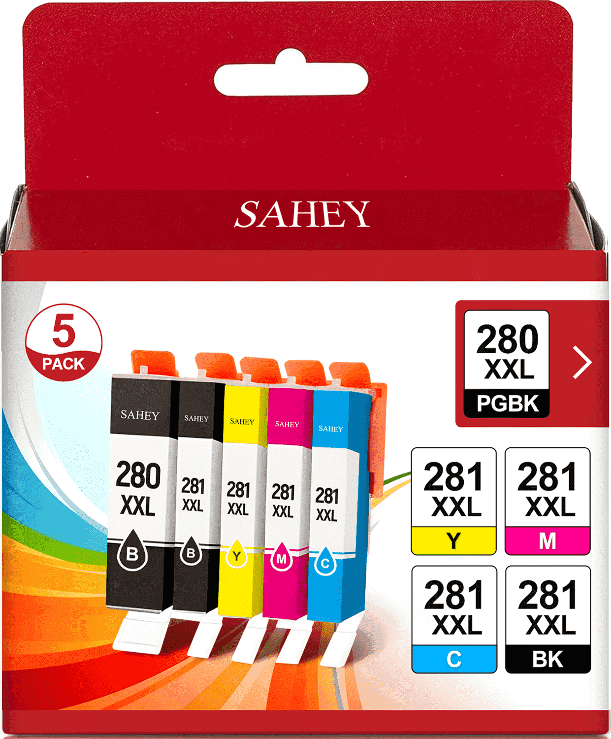 280XXL ink cartridge Compatible for Canon ink PGI-280XXL CLI-281XXL Ink Cartridges Compatible for with Pixma TS8300 TS6120 TR7520 TR8520 TS6120 TS6220 TS8120 TS8220 Printers(5-Pack)
