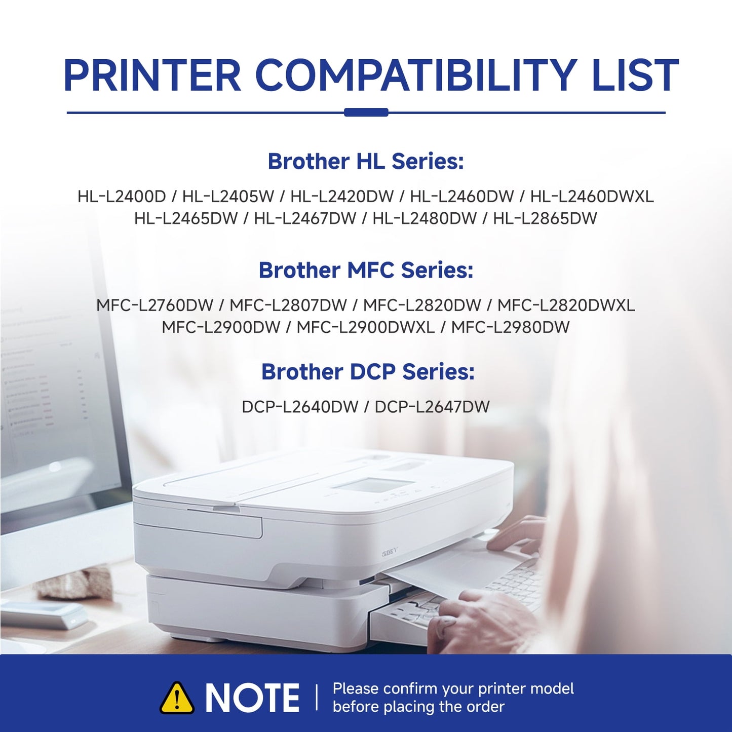 TN830XL TN830 Toner Cartridge Compatible Replacement for Brother TN830 TN-830 XL with DCP-L2640DW HL-L2460DW HL-L2480DW HL-L2400D HL-L2405W MFC-L2820DW Printer (Black, 2 Pack, with Chip)