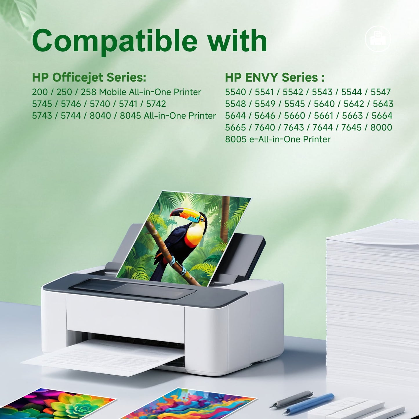 62XL Ink Cartridges Compatible for HP 62XL Ink Cartridge for Envy 5530 5540 5640 5660 7640 7645 Officejet 5740 8040 Series Printer ( 2-Pack,Tri-Color ,Black)