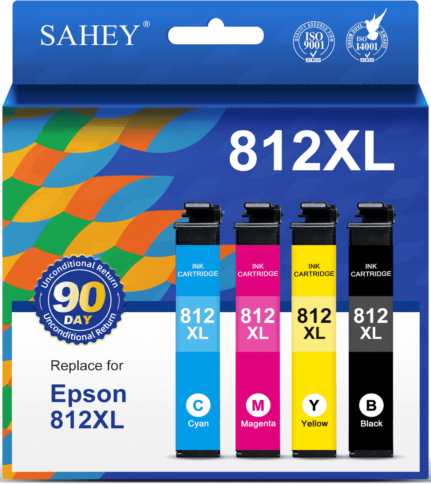 812XL Ink Cartridges Compatible for Epson 812 Ink Replacement for Epson Workforce Pro WF-7820 WF-7840 EC-C7000 Printer (Black Cyan Magenta Yellow, 4 Pack)