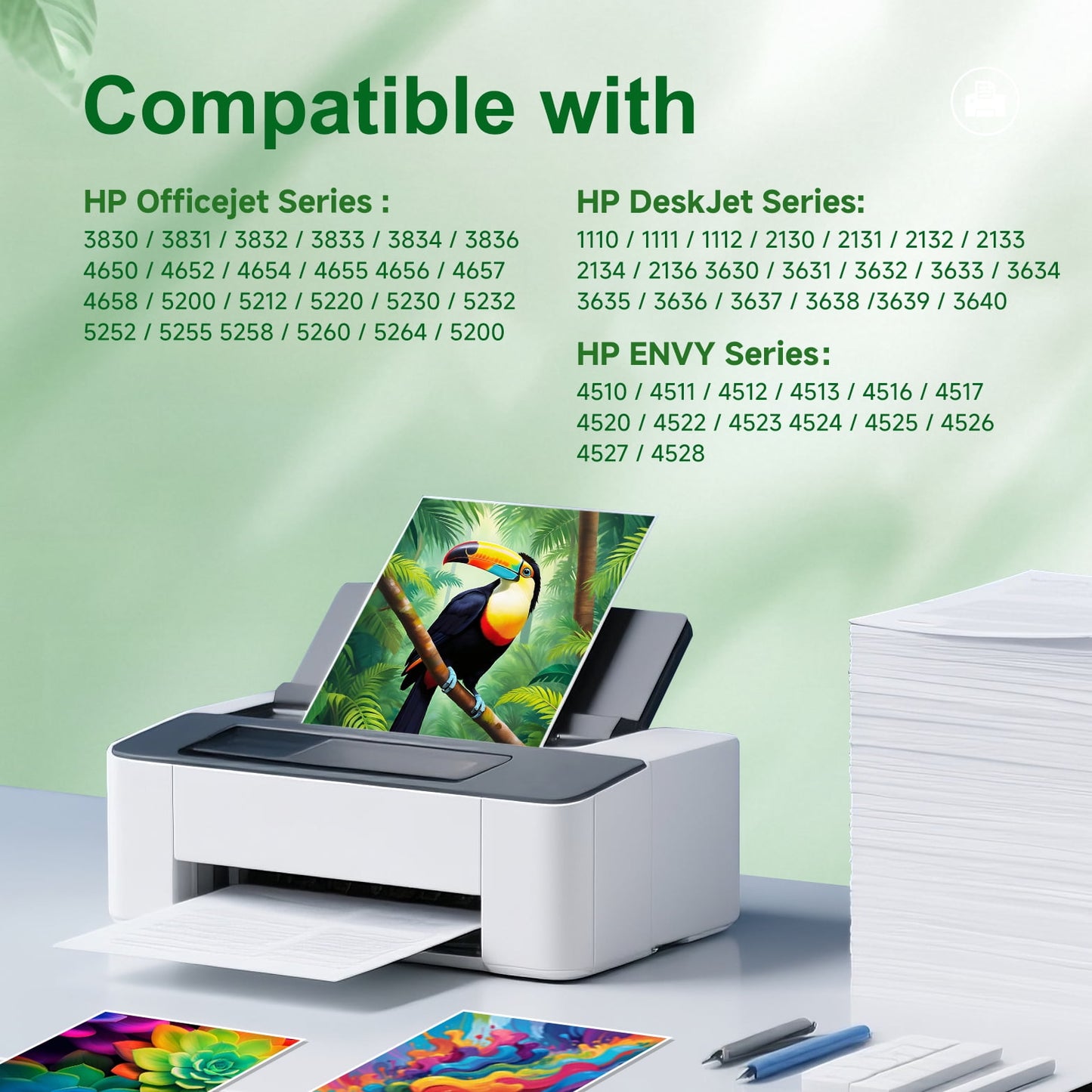 63XL Ink Cartridge Compatible for HP 63 Ink Cartridges for 63XL for Officejet 3830 4650 5255 5258 4655 5252 Envy 4520 4512 Printer( Black and Tri-Color)