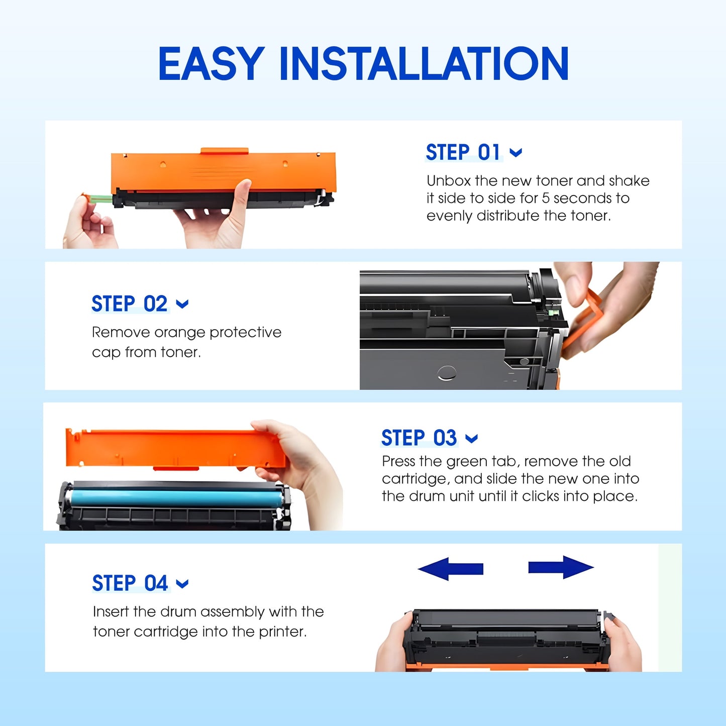 206A Toner Cartridge 4 Pack | Toner Cartridge Replacement for HP 206A 206X Compatible with HP Color Laserjet Pro MFP M283fdw M283cdw M255dw, Color Pro MFP M283 M255 Series | W2110A