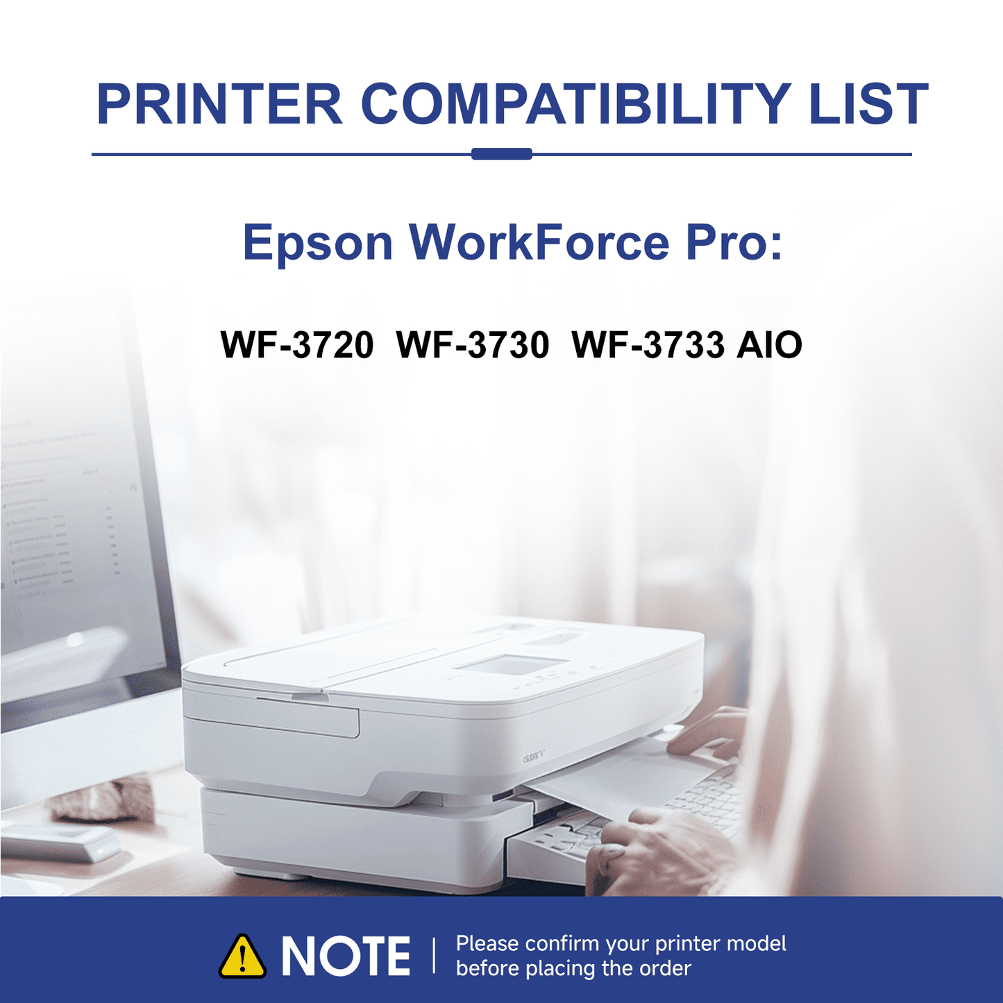 702XL Ink Cartridges Replacement for Epson Ink 702 for Workforce Pro WF-3730 WF-3720 WF-3733 Printer (2 Black)