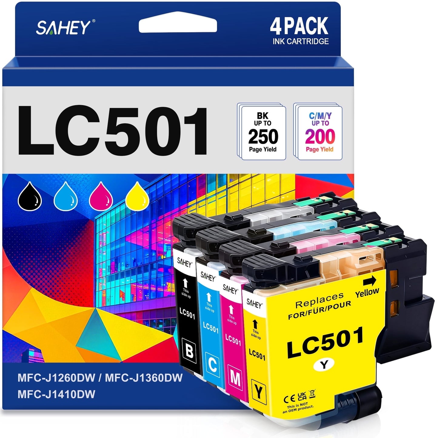 LC501 Ink Cartridges Compatible with Brother LC501 Ink Cartridge Compatible with Brother LC501XL Work Smart MFC-J1260DW MFC-J1360DW MFC-J1410D0
