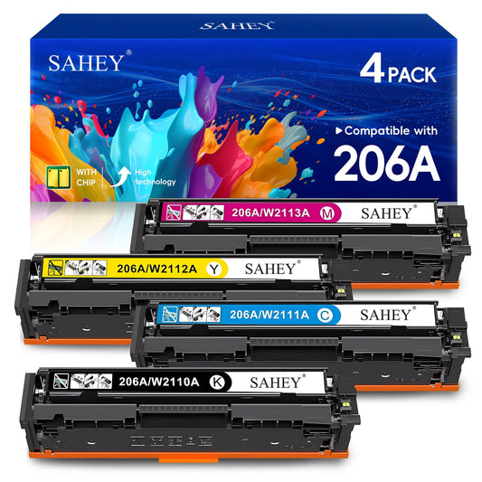 206A Toner Cartridge 4 Pack | Toner Cartridge Replacement for HP 206A 206X Compatible with HP Color Laserjet Pro MFP M283fdw M283cdw M255dw, Color Pro MFP M283 M255 Series | W2110A