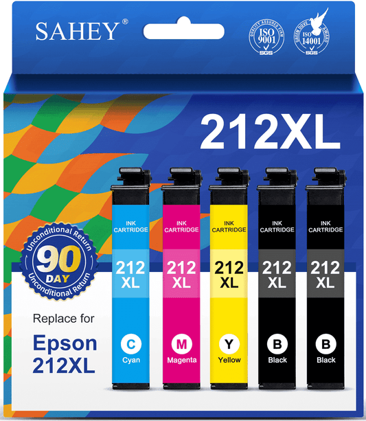 212XL Ink Cartridge Combo Pack Compatible for Epson Ink 212 T212XL Replacement for Epson Printer XP-4100 XP-4105 Ink Cartridges WF-2850 WF-2830(Black, Cyan, Magenta, Yellow，5 Pack )