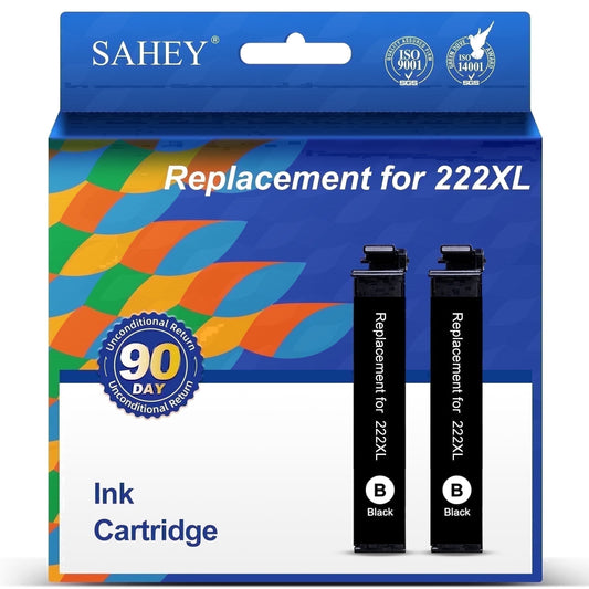222XL Ink Cartridge Compatible for Epson 222 Ink Cartridges Replacement for Epson Workforce WF-2960 XP-5200(2 Black)