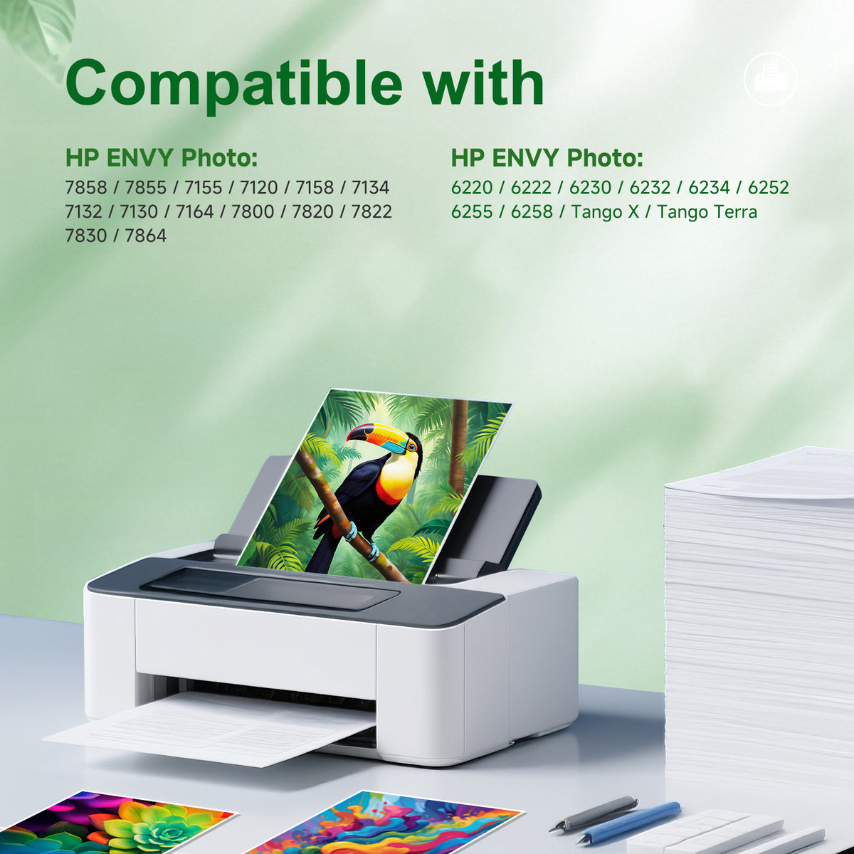 64XL Ink Compatible for 64 Ink Cartridge Combo Pack for Envy Photo 7855 7858 7155 7120 6252 6255 7800 7100 7158 7164 Tango Series Printer (1 Black, 1Color)
