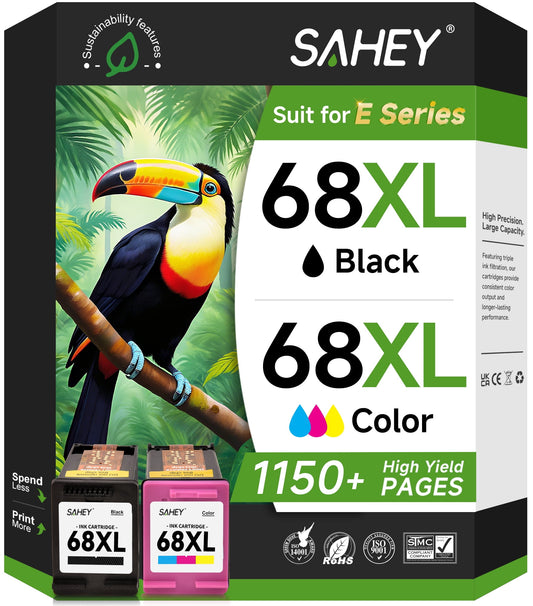 68XL Ink Cartridges High Yield for HP 68 68e, Black and Tri-Color Combo Pack  Compatible with HP Envy 6152e 6155e 6552e 6555e 6558e Printers