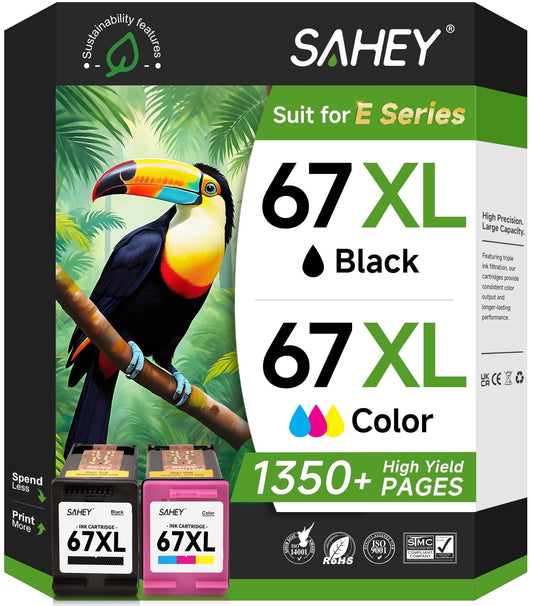 67XL Ink Cartridges Compatible for HP 67 Ink Cartridge for Ink 67 for DeskJet 2700 2700e 2752 2752e 2755 2755e Envy 6000 6055 6055e Printer (Black, Tri-color)