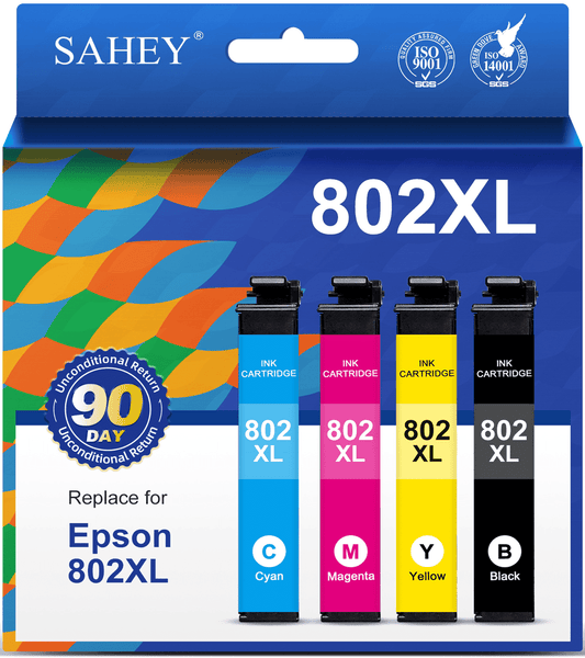 802 XL Ink Cartridge Compatible for Epson 802XL Ink Replacement for Workforce Pro WF-4734  WF-4730 WF-4740 Printer (Black Cyan Magenta Yellow, 4-Pack)