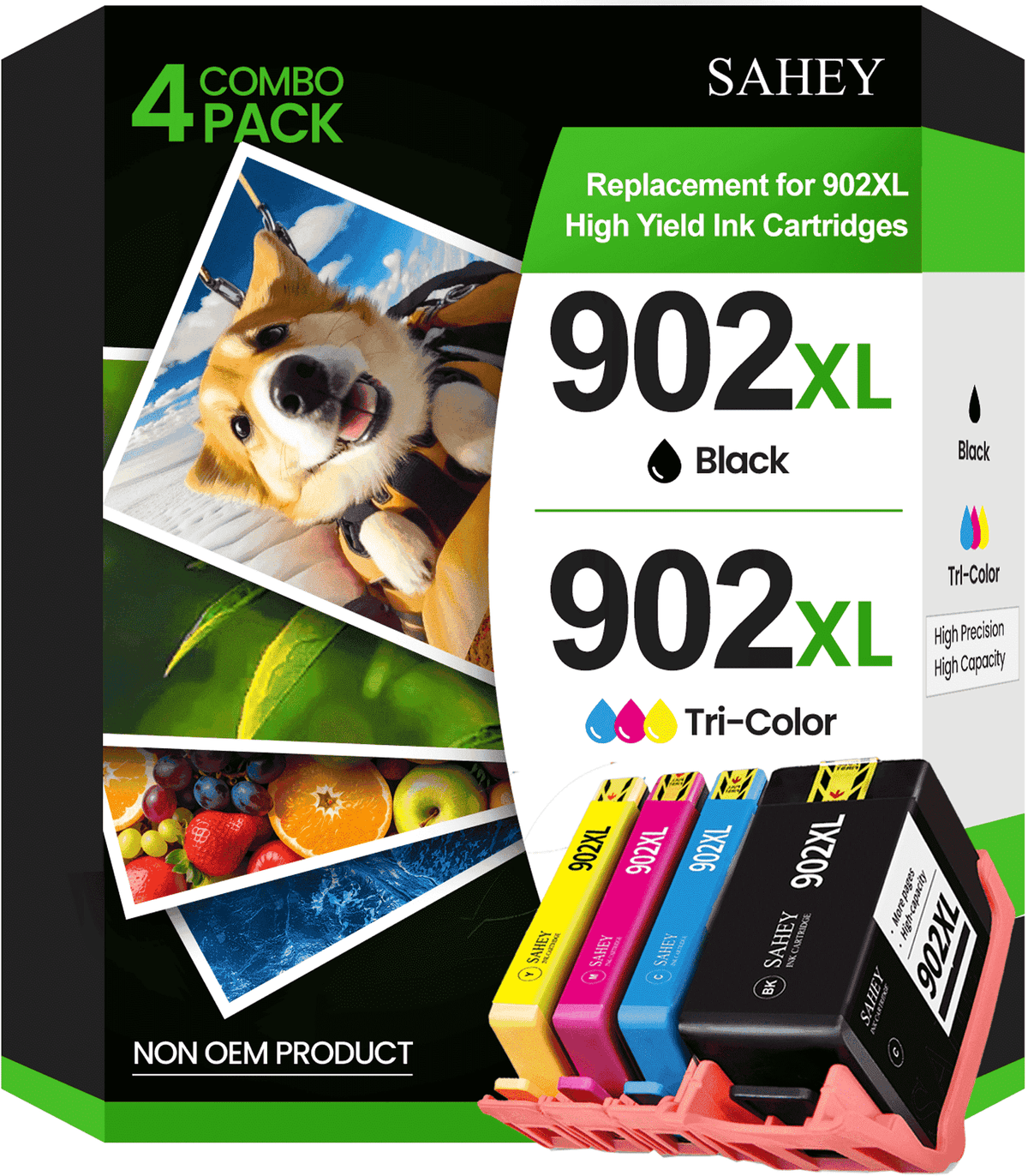 902XL ink cartridge Compatible for HP 902 Ink Cartridges Combo Pack for Officejet Pro 6978 6968 6958 6970 6960 6962 6975 6950 6954 Printer (Black Cyan Magenta Yellow, 4 Pack)