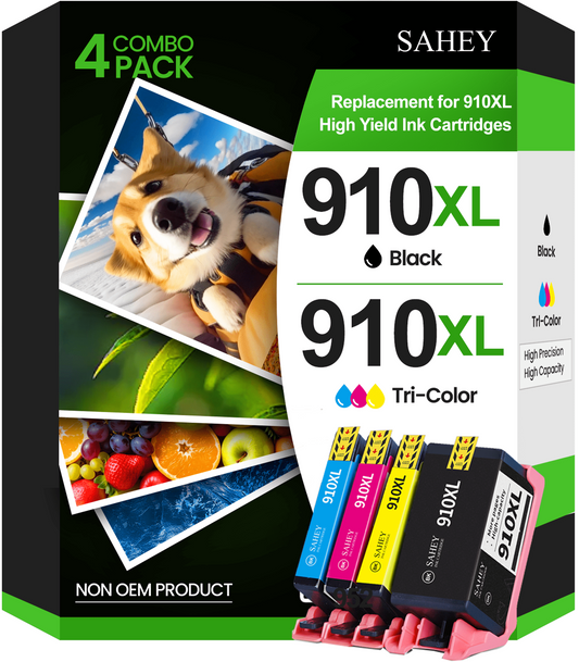910 XL Ink Compatible for 910XL Ink Cartridges Combo Pack for Officejet Pro 8020 8025 8028 8030 Printer, 4 Pack