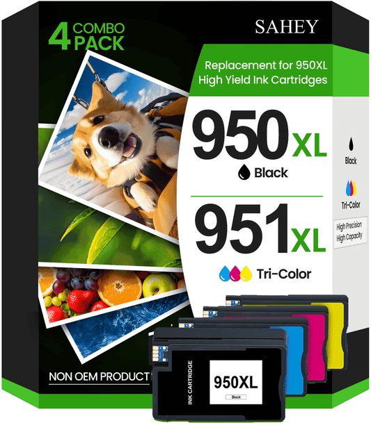 950XL 951XL Combo Compatible for HP 950 XL 951 XL Ink Cartridge Replacement for HP OfficeJet Pro 8600 8610 8620 8100 8630 8660 8640 8615 76DW 251DW (Black,Cyan, Magenta, Yellow)