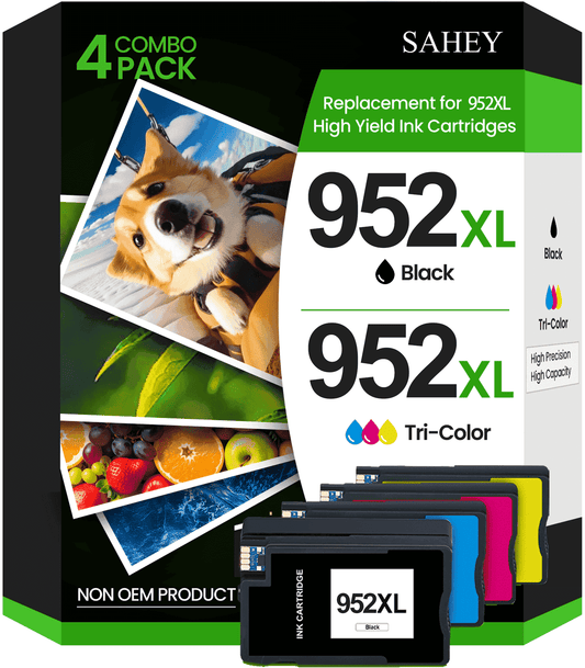 952XL Ink Cartridges Combo Pack Compatible for HP 952 952 XL Ink Cartridges for Printers Officejet Pro 8710 7720 7740 8715 8720 8730 8740 8210(4 Pack, 1Black 1Cyan 1Magenta 1Yellow)
