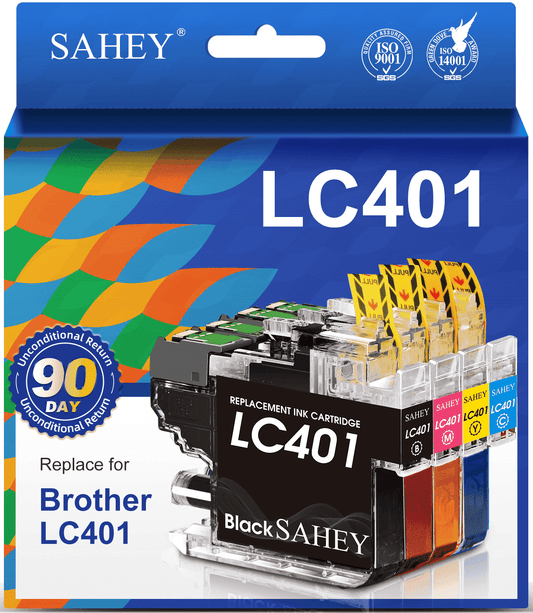 LC401 Ink Compatible for Brother LC401XL ink cartridges for MFC-J1010DW MFC-J1012DW MFC-J1170DW Printer (1 Black, 1 Cyan, 1 Magenta, 1 Yellow, 4 Pack)