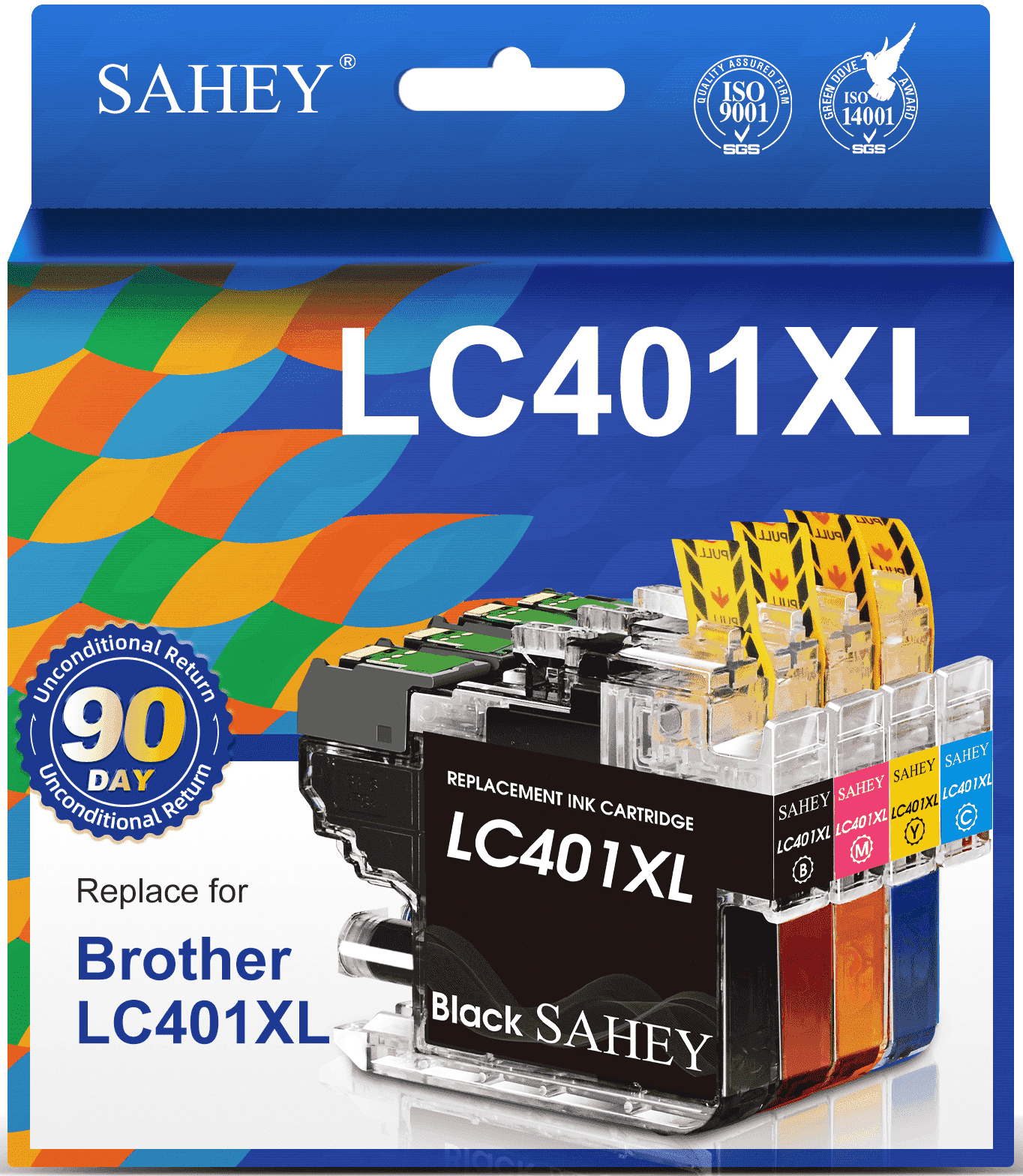 LC401XL Ink Cartridge Compatible  for Brother LC401 LC401XL for MFC-J1010DW MFC-J1012DW MFC-J1170DW Printer (Black, Cyan, Magenta, Yellow, 4 Pack)