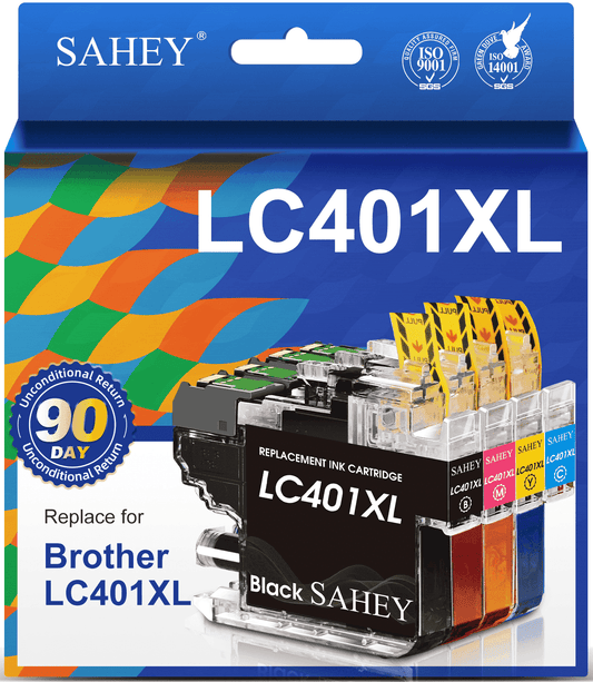 LC401XL Ink Cartridge Compatible  for Brother LC401 LC401XL for MFC-J1010DW MFC-J1012DW MFC-J1170DW Printer (Black, Cyan, Magenta, Yellow, 4 Pack)