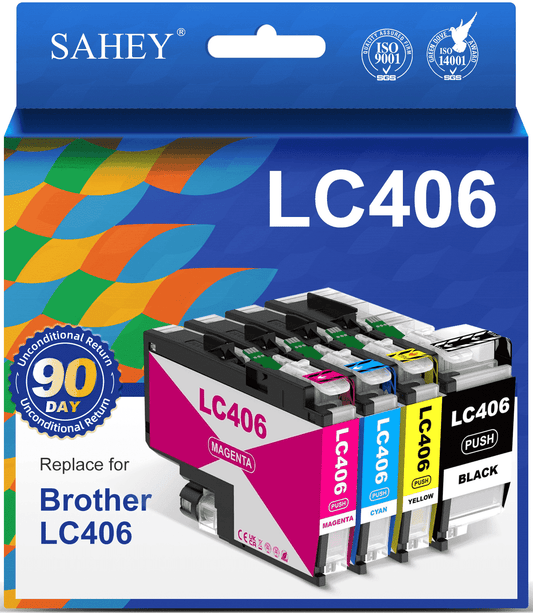 LC406 Ink Cartridges Compatible for LC406Xl for MFC-J4335DW MFC-J4535DW, MFC-J5855DW,MFC-J6555DW MFC-J6955DW Printer (4 Pack)